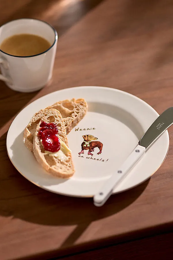 Ashe 24k Gold Accent Stoneware Dessert Plate - Brown by Anthropologie