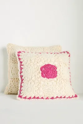 Aspen Crochet Cushion - White, Polyester/Cotton/Wool product