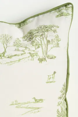 Aspen Toile Printed Cotton Pillow - Green by Anthropologie, alternate view