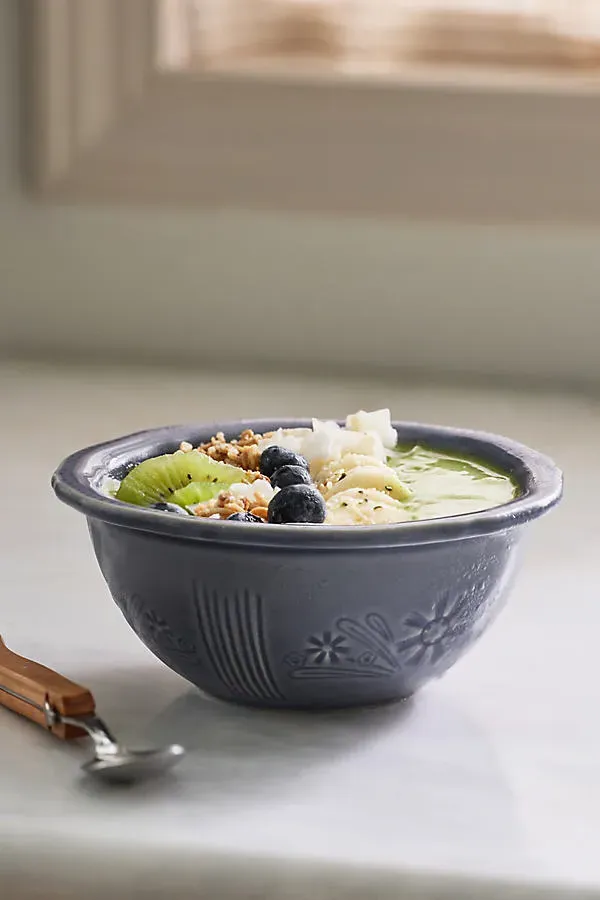 Aster Portuguese Cereal Bowls Set of 4 - Blue, Glazed Stoneware by Anthropologie