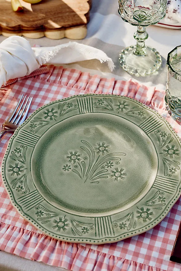 Aster Portuguese Dinner Plates Set of 4 - Green, Glazed Stoneware by Anthropologie