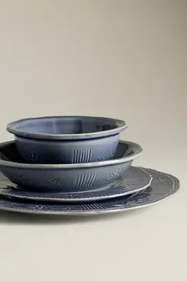 Aster Portuguese Pasta Bowl Set of 4 - Blue, Glazed Stoneware by Anthropologie, image 2