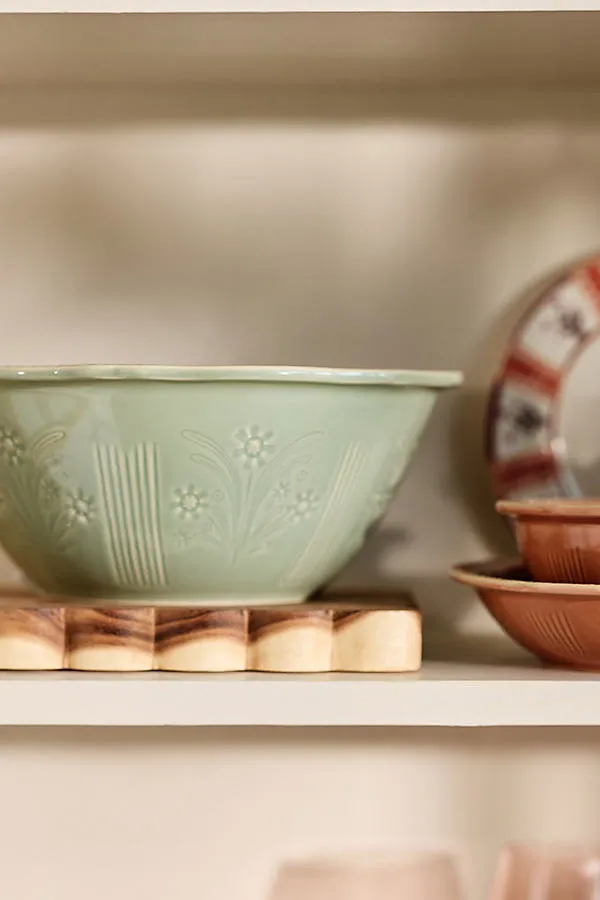 Aster Portuguese Stoneware Serve Bowl - Green by Anthropologie