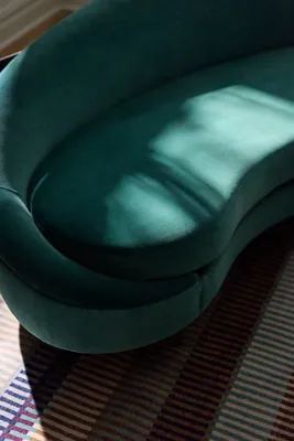 Asymmetrical Serpentine Sofa - Blue, Velvet by Anthropologie, image 2