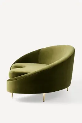 Asymmetrical Serpentine Sofa - Green, Velvet by Anthropologie, alternate view