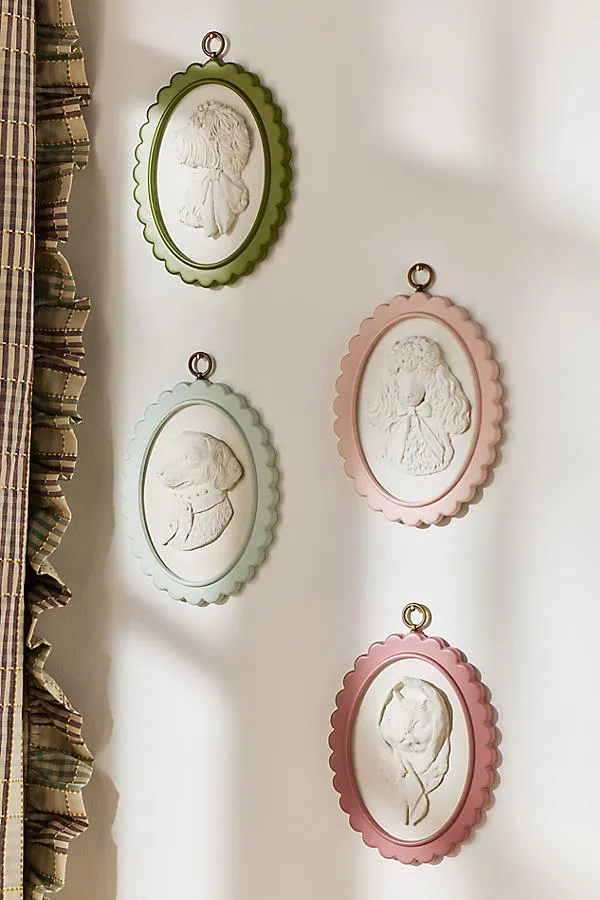 Athena Scalloped Dog Intaglio Gallery Wall Charm - Green, Resin product