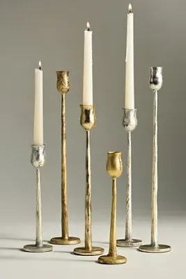 Aurora Small Taper Candle Holder - Silver, Metal by Anthropologie, alternate view