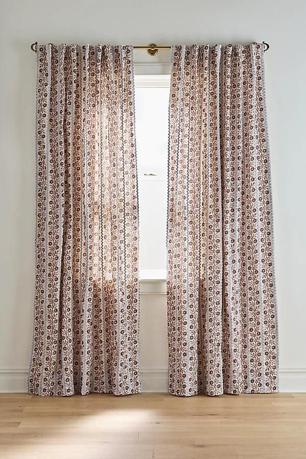 Austin Floral Cotton Curtain - Blue product