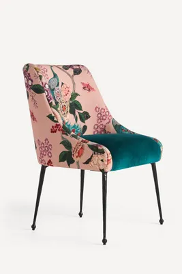 Bara Velvet Elowen Armless Chair - Pink, Cotton/Linen by Anthropologie, alternate view