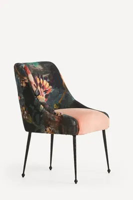 Bara Velvet Elowen Armless Chair - Pink, Cotton/Linen by Anthropologie, image 2