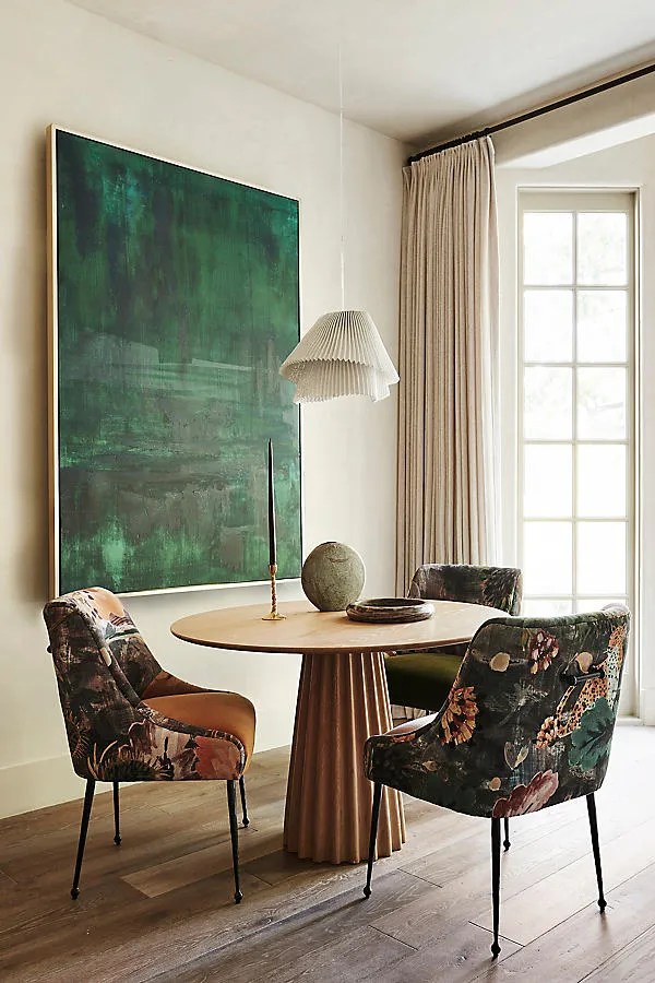 Bara Velvet Elowen Armless Chair - Pink, Cotton/Linen by Anthropologie