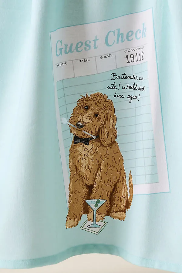 Bartender Dog Tea Towel - Blue, Cotton product