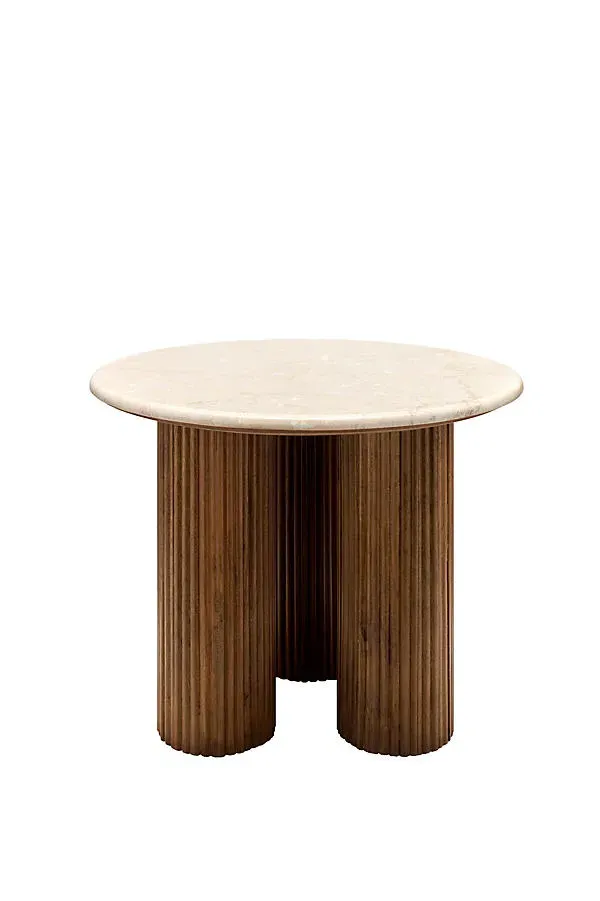 Basilia Round End Table - Ivory, Marble product