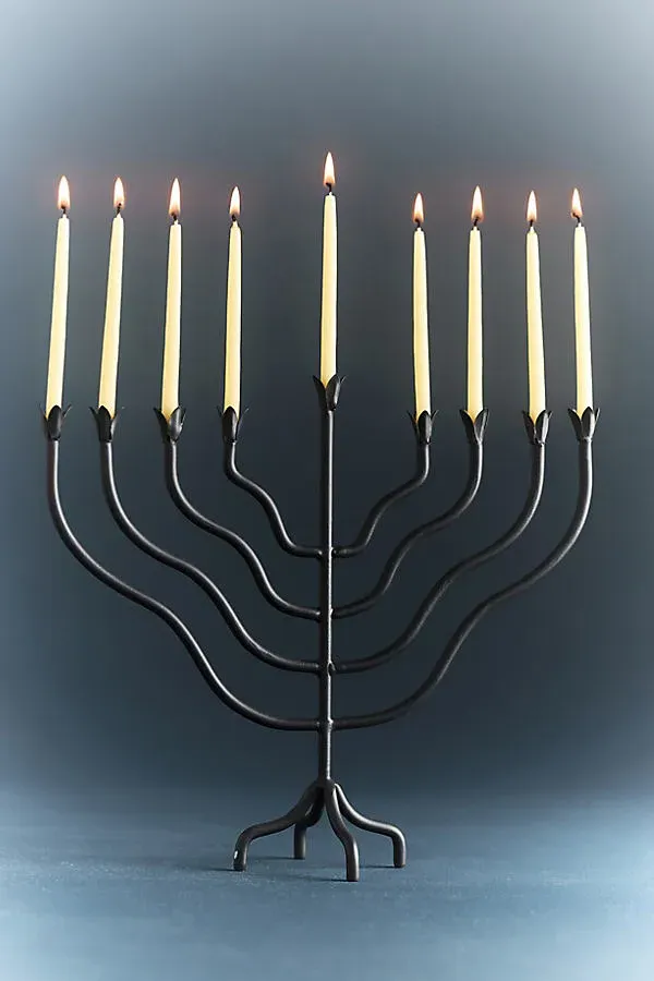 Beacon Wrought Iron Menorah - Black by Anthropologie