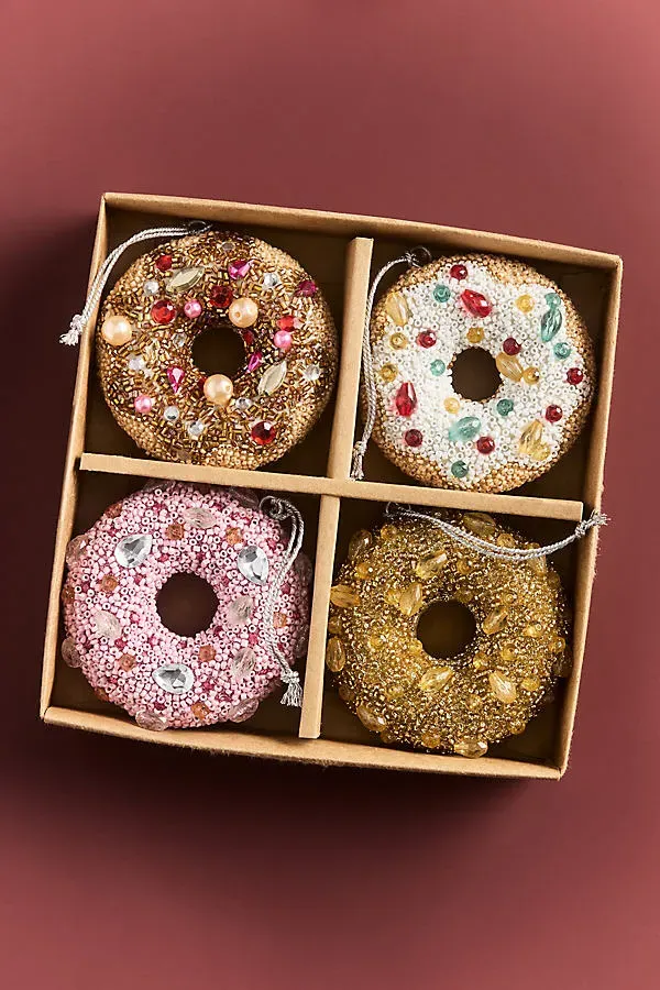 Beaded Donut Ornaments Set of 4 - Crystal, Plastic by Anthropologie, alternate view