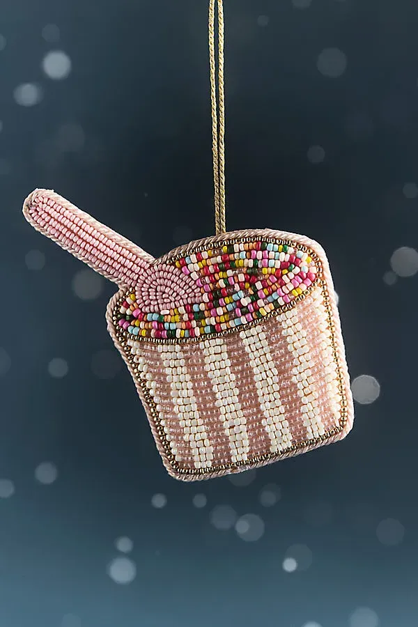 Beaded Icon Ornament - Pink, Polyester by Anthropologie