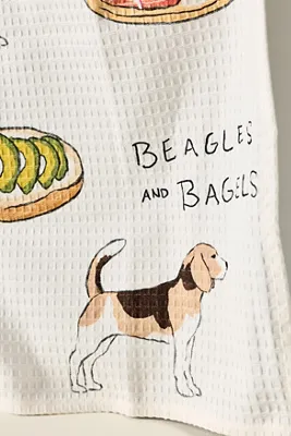 Beagles & Bagels Bar Towel - Brown, Cotton by Anthropologie, alternate view