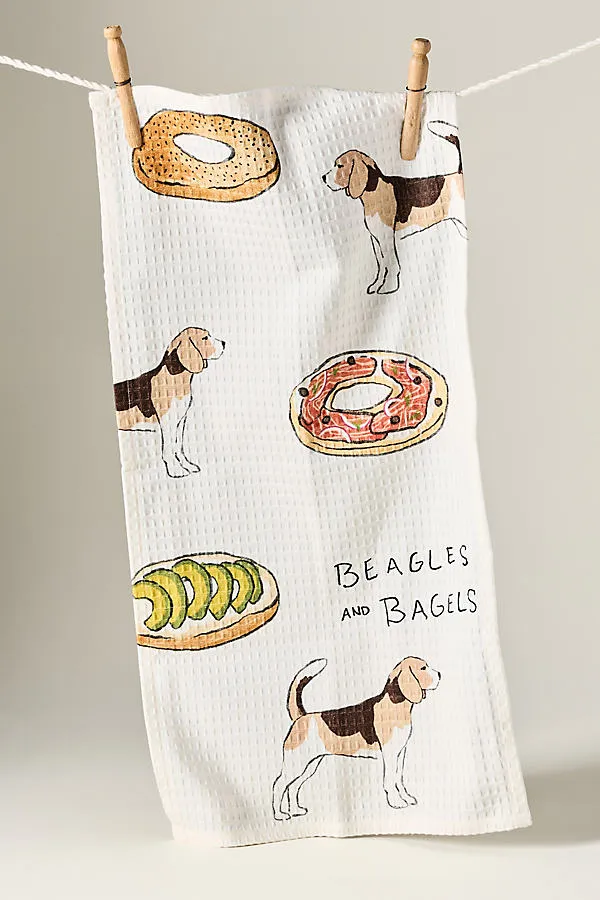 Beagles & Bagels Bar Towel - Brown, Cotton by Anthropologie