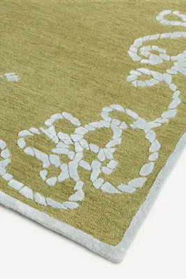 Beaumont Tufted Wool Rope Border Rug - Green, Cotton/Wool alternate view