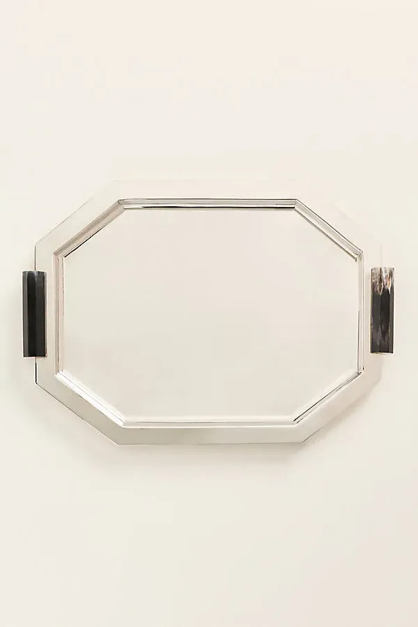Belmont Horn Steel Decorative Tray - Silver by Anthropologie