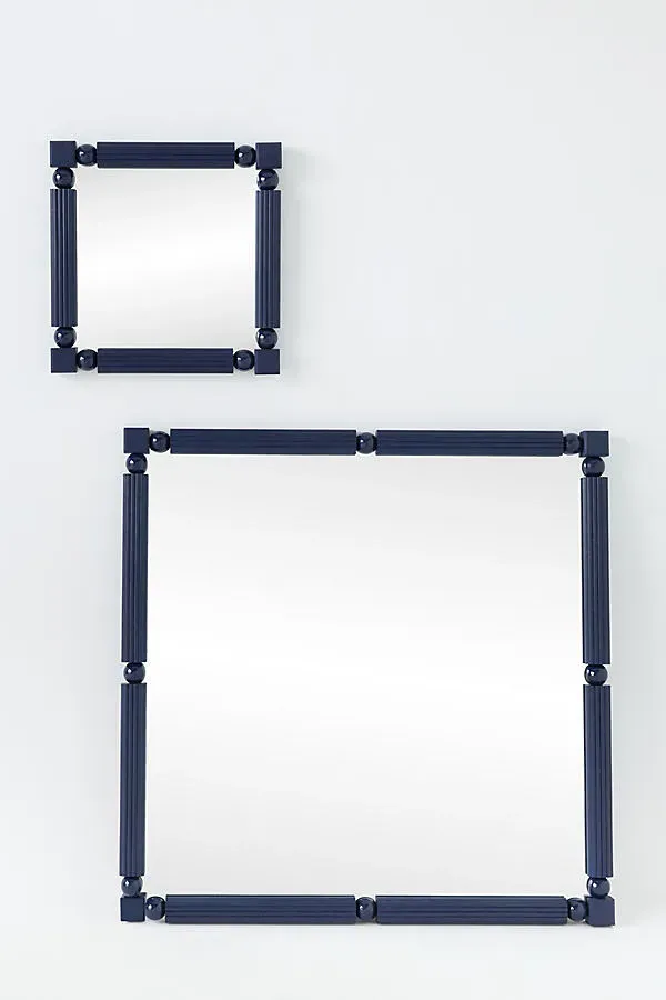 Benedicta Wood Bead Square Wall Mirror - Blue product