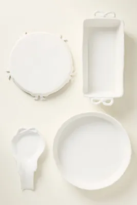 Benedita Bow Pie Dish - White, Stoneware product
