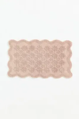 Benni Hand-Woven Floral Wavy Border Bath Mat - Purple, Cotton product