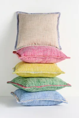 Bermuda Woven Embellished Edge Indoor/Outdoor Cushion - Yellow, Polyester product