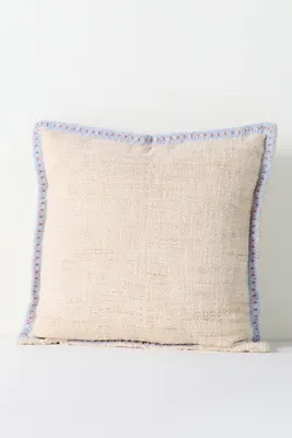 Bermuda Woven Embellished Edge Indoor/Outdoor Pillow - Beige, Polyester product