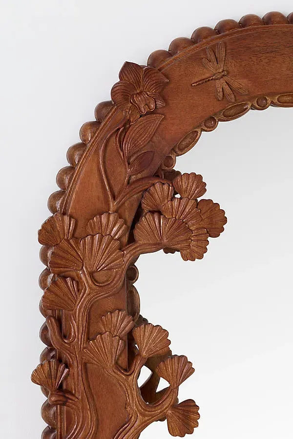 Bernadette Carved Wood Mantel Mirror - Brown product