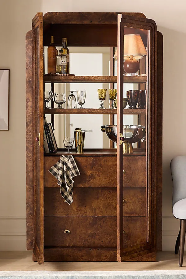 Betti Display Hutch - Burl Wood by Anthropologie