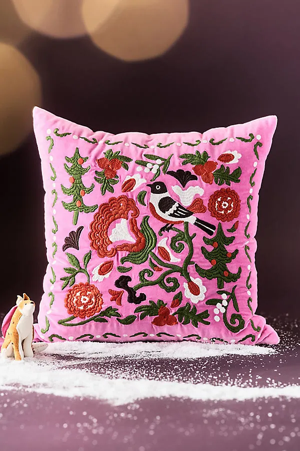 Bianca Suzani Embroidered Cushion - Cotton by Anthropologie