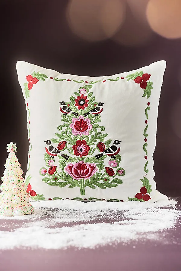 Bianca Suzani Embroidered Cushion - Ivory, Cotton by Anthropologie