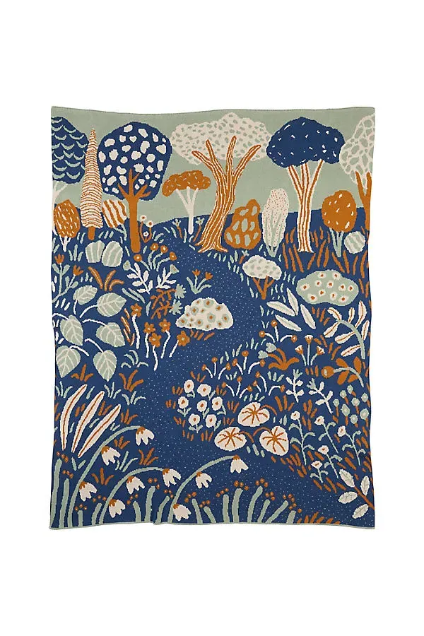 Biquette Knit Novelty Throw Blanket - Blue, Cotton product