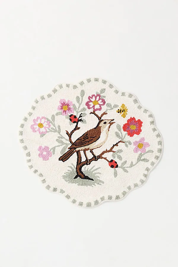 Bird Shaped Bath Mat - White, Cotton product