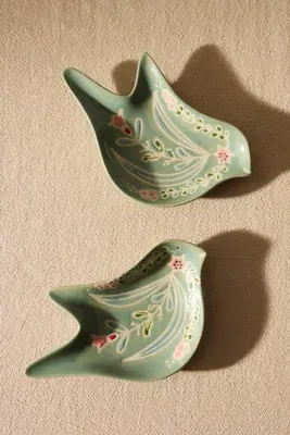 Bird Trinket Dish - Green, Stoneware by Anthropologie, alternate view