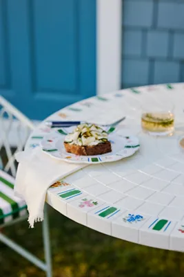 Bisou Tile Round Bistro Outdoor Table - White product