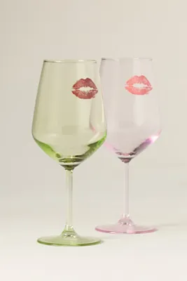 Bisous Wine Glass - Glass by Anthropologie, alternate view