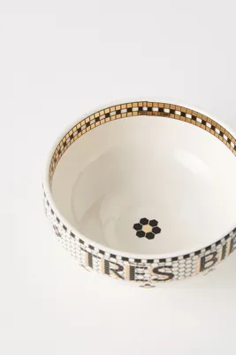 Bistro Tile 24k Gold Accent Bowl - Black, Stoneware product
