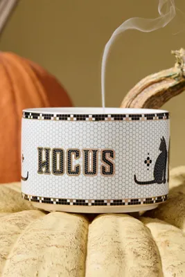 Bistro Tile Amber Pumpkin & Spice Halloween Candle - Gold, Ceramic product
