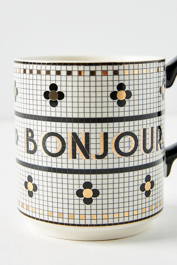 Bistro Tile Bonjour Mug - Black product