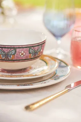 Bistro Tile Cereal Bowl with 24k Gold Accent - Pink, Stoneware product