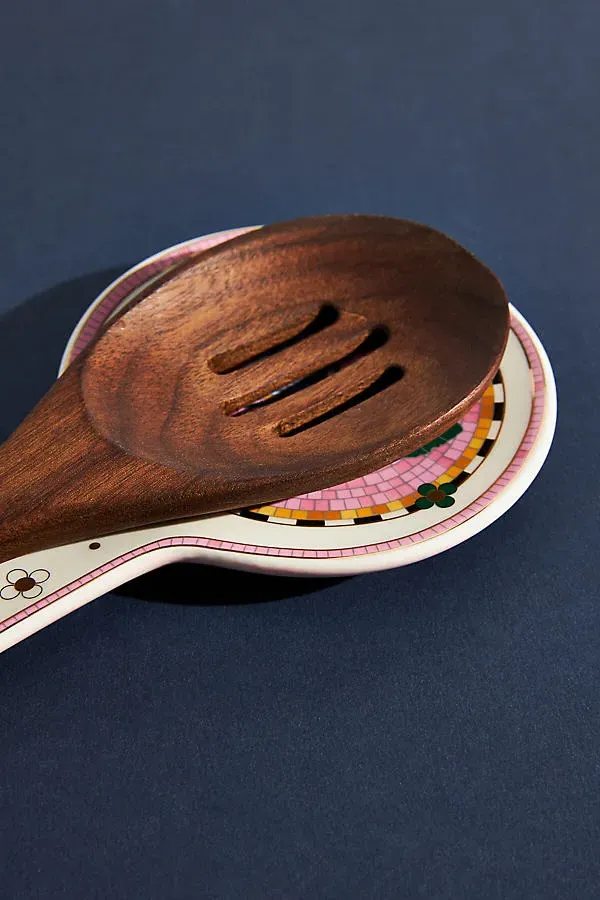 Bistro Tile Garden Spoon Rest - Pink, Stoneware by Anthropologie, alternate view