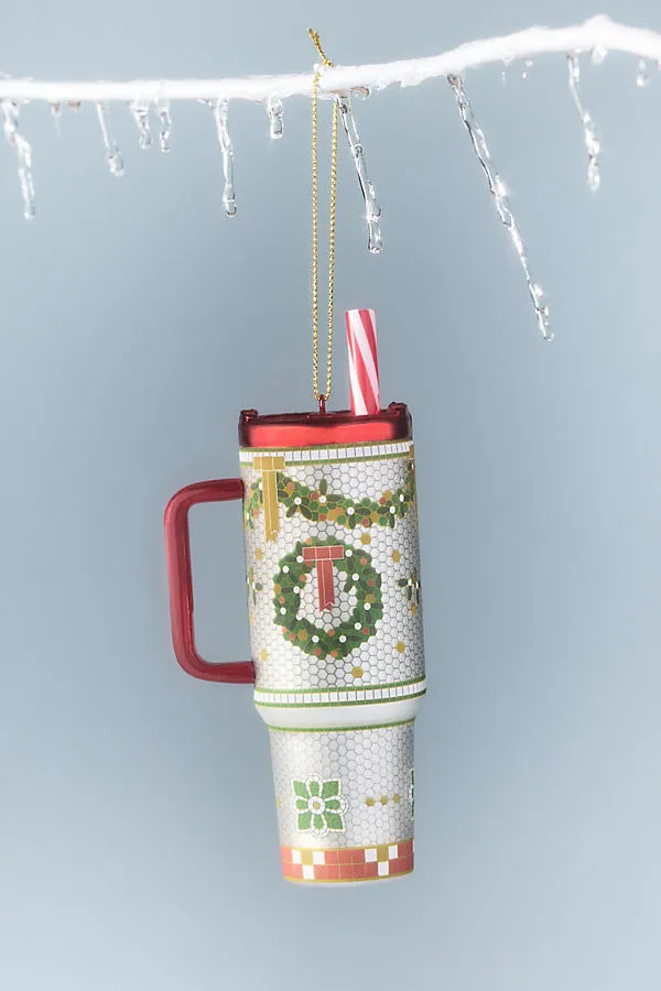 Bistro Tile Glass Tumbler Ornament - Red by Anthropologie