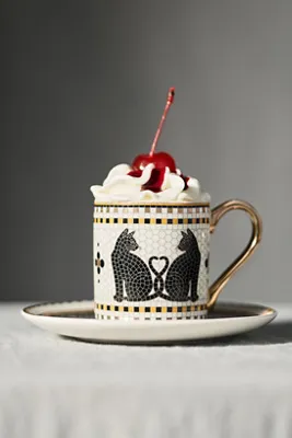 Bistro Tile Halloween Edition Espresso Cup - White, Stoneware product