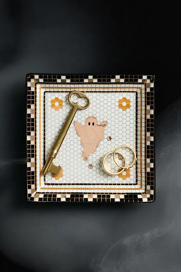 Bistro Tile Halloween Edition Vanity Tray - Black, Stoneware by Anthropologie