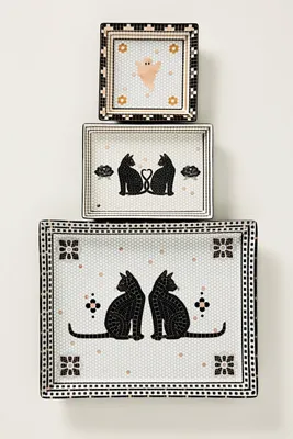 Bistro Tile Halloween Edition Vanity Tray - Black, Stoneware product