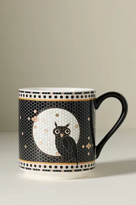 Bistro Tile Halloween Mug with 24k Gold Accent - Black, Stoneware product