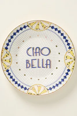 Bistro Tile Italia Dessert Plate 24k Gold Accent - Yellow, Stoneware product