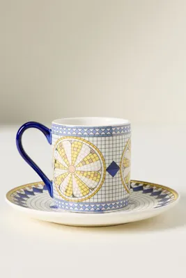 Bistro Tile Italia Espresso Cup & Saucer - Yellow, Stoneware product
